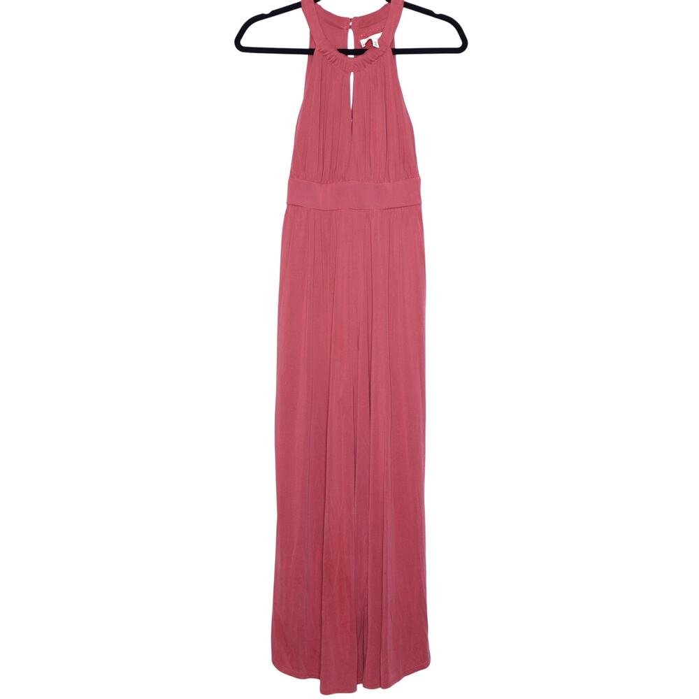 MOULINETTE SOEURS Eremita Halter Jumpsuit Dusty Rose Pleated Tie Back Women's XS